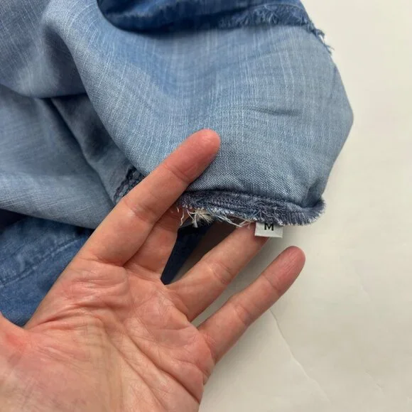 Cloth & Stone Blue Denim Tencel Belted Midi Summer Trench Coat M - Picture 5 of 9